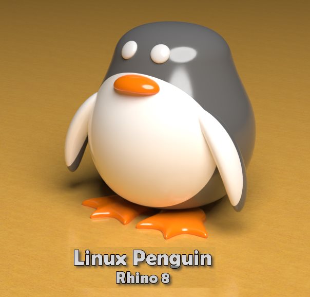 Tux the Linux Penguin modeled in Rhino 8